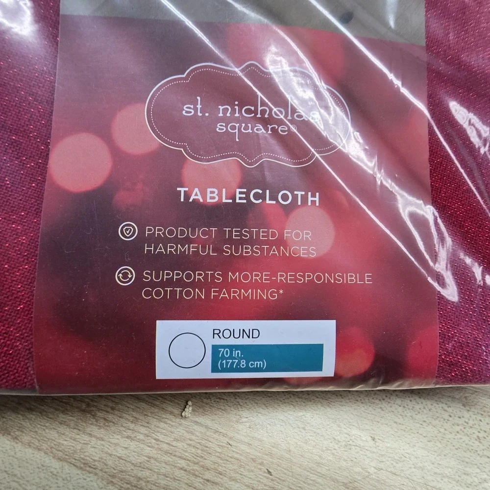 St Nicholas Square NEW Red Shimmer‎ Tablecloth 70